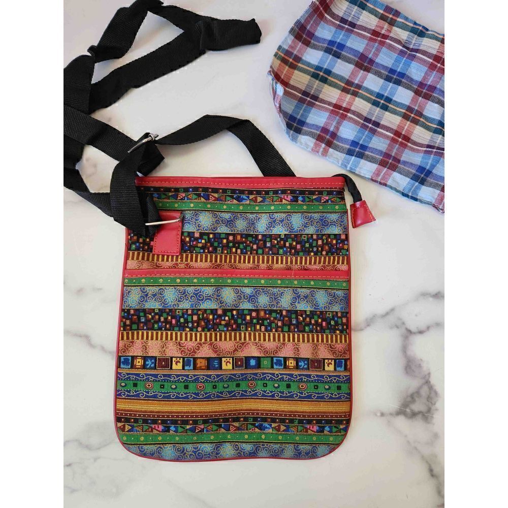 2 bags shoulder bag lightweight boho ethnic plaid checkered travel bundle purse
